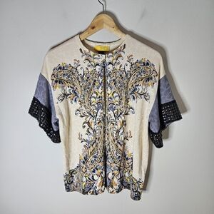 SoCa St. John Cardigan Sweater Beaded Sleeves Wool Silk Blend S Small